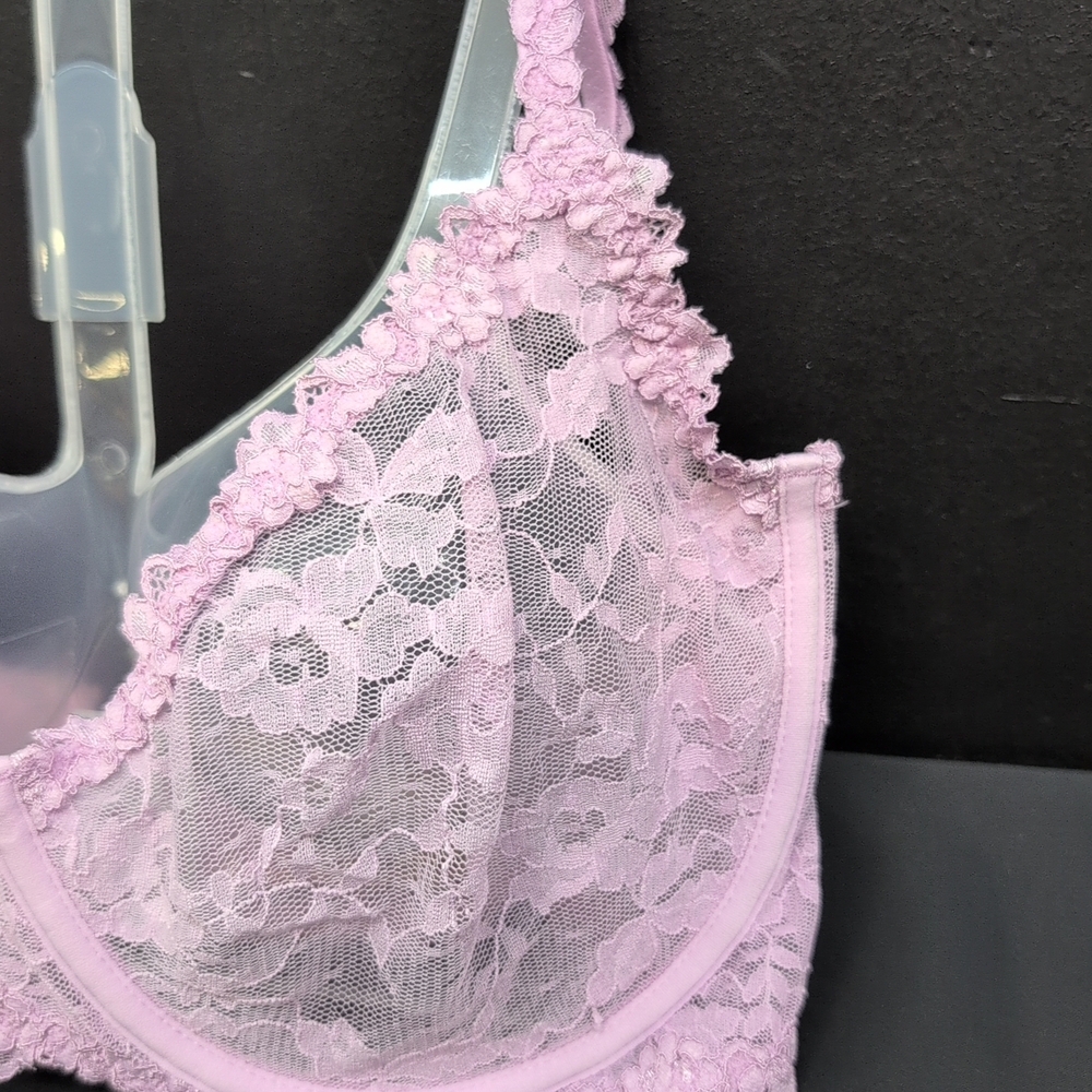 Skims Stretch Lace Unlined Demi Bra 34DDDD Baby Pink - Picture 2 of 12